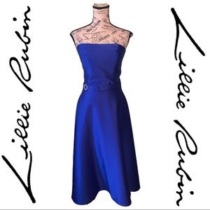 Lillie Rubin Royal Blue Strapless Dress With Belt Size 4